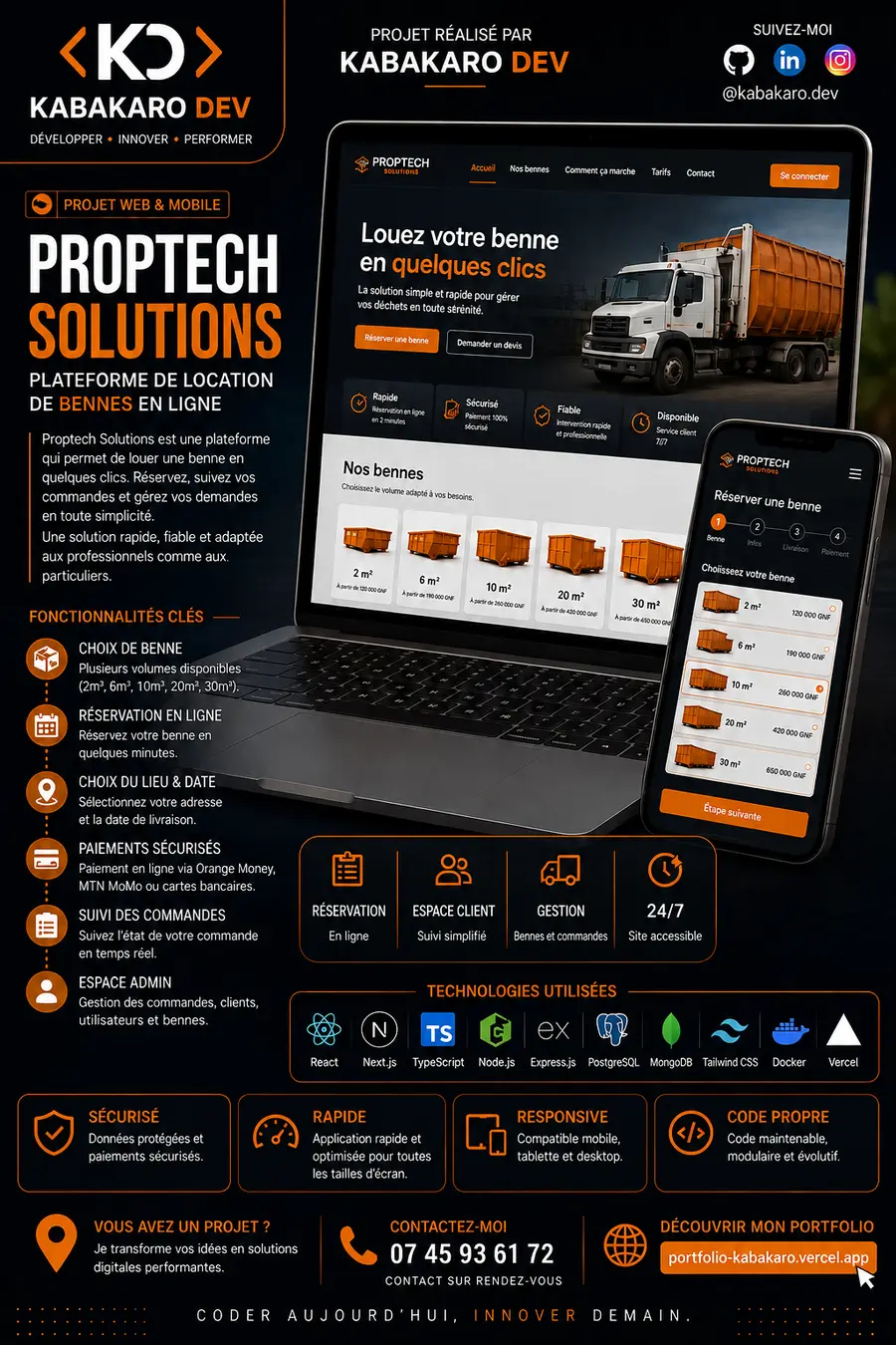 Présentation du design web et mobile Proptech Solutions